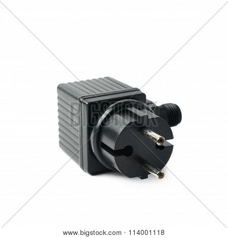 Black plastic adapter isolated