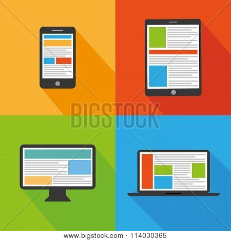 Flat Design Devices Icons