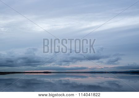 Cloudy Sunset Reflection, San Francisco Bay, California