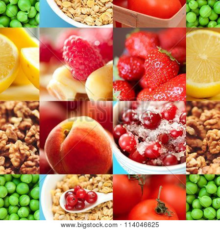 Set of healthy fresh nutrition closeup