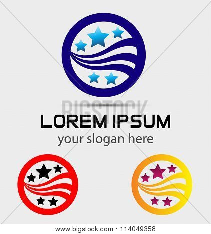 Round logo with five star icon