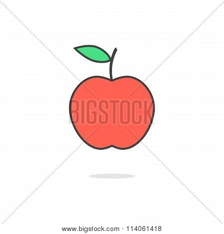 simple red apple icon with shadow