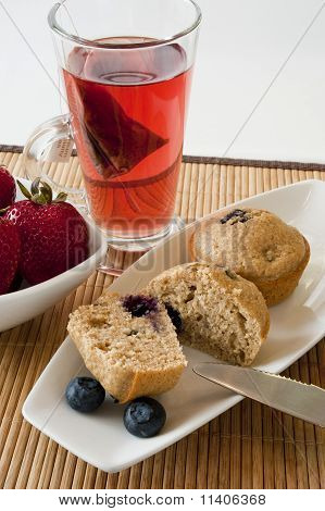 Blueberry Muffin And Strawberry Breakfast