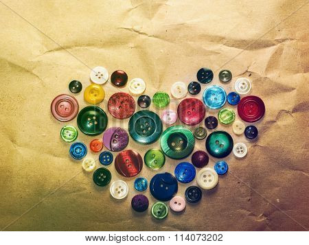 Heart figure made of buttons