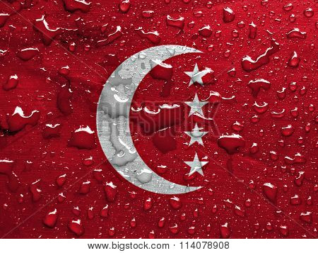 flag of Anjouan with rain drops
