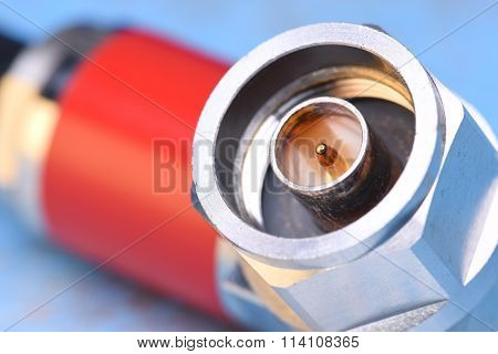Closeup of coaxial connector