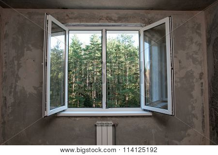 Window In A New Apartment Without Finishing