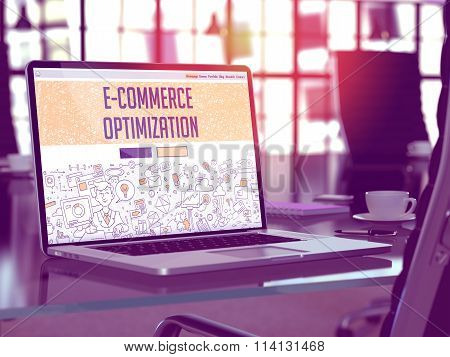 E-commerce Optimization - Concept on Laptop Screen.