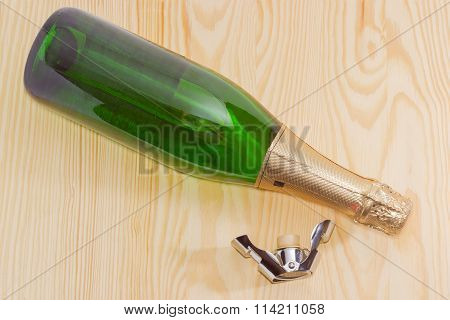 Bottle Sparkling Wine And Special Stopper For Wine Storage
