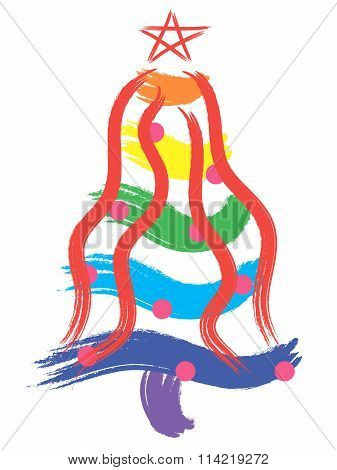 Original christmas tree design in rainbow colors