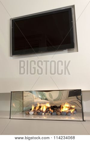 Modern Fireplace Under A Tv
