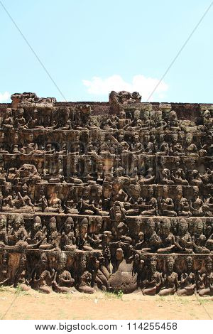 Terrace of the Leper king in Angkor Thom Siem Reap Cambodia