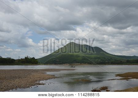 fishery row boat on Maekong river in Thailand