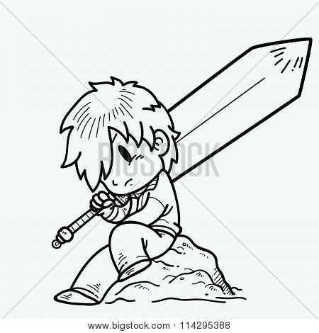 Doodle swordsman