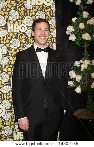 LOS ANGELES - JAN 10:  Andy Samberg at the HBO Golden Globes After Party 2016 at the Beverly Hilton on January 10, 2016 in Beverly Hills, CA