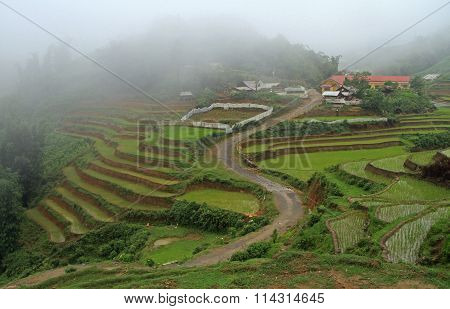 view of village CatCat with rice terraces