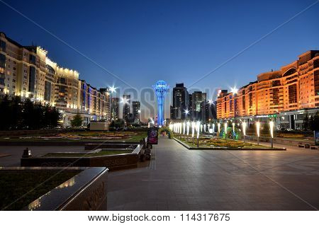 Bayterek Tower In Astana. Symbol Of Kazakhstan