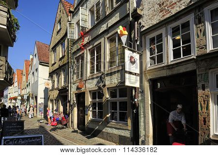 Old Street At Schnoor Quarter, Oldest District Of Bremen, German