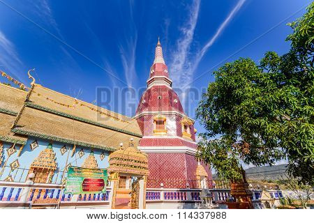 Old pagoda at rural in blue sky Fang hill Chiang Mai Thailand.
