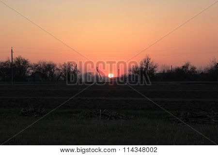 beautiful sunsets over the horizon trees road evening