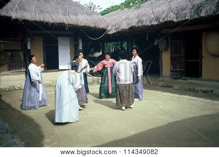 Korean Women Wearing Hanboks