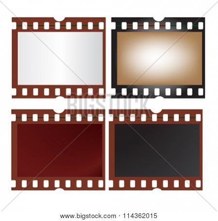 Vector of 4 camera film frames in different  colors