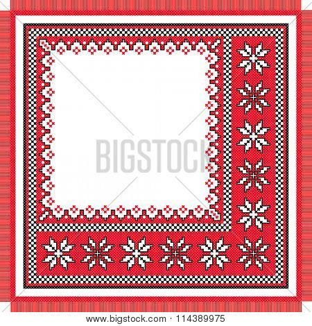 vector imitation serviette like handmade cross-stitch ethnic Ukraine pattern. old embroidery