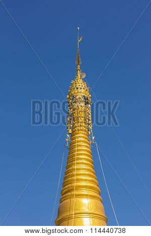 Botataung Pagoda In Yangon, Myanmar (former Burma). Tilted View, Shot In The Afternoon.