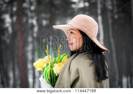 Winter portrait of a young woman