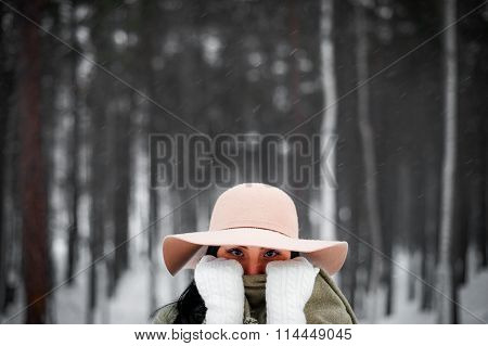 Winter portrait of a young woman