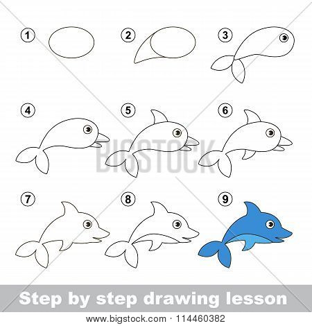 Drawing tutorial. How to draw a Dolphin