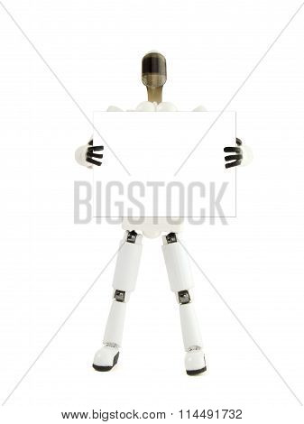 The Robot Holds The Poster