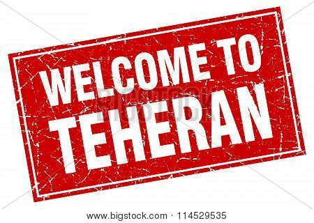Teheran red square grunge welcome to stamp