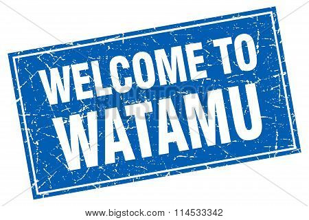 Watamu blue square grunge welcome to stamp