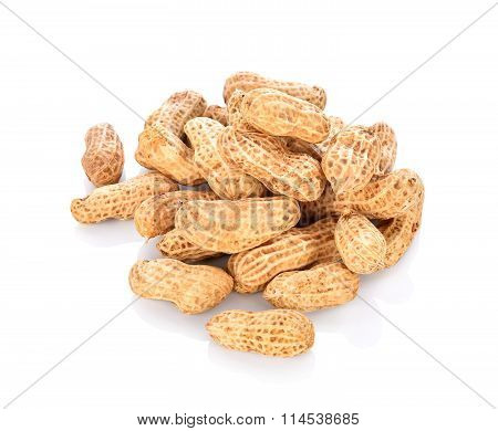 Dried Peanuts On White Background