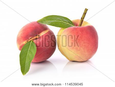 Fresh Peaches Fruit On White Background
