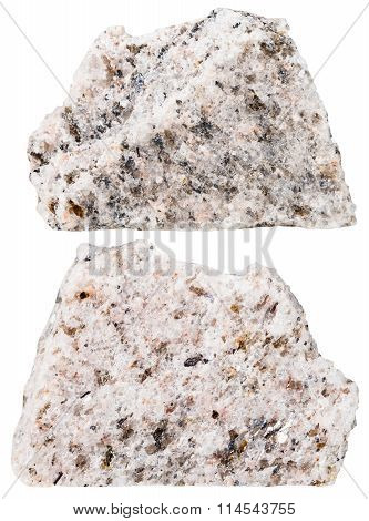 Two Pieces Of Schist Mineral Stone Isolated