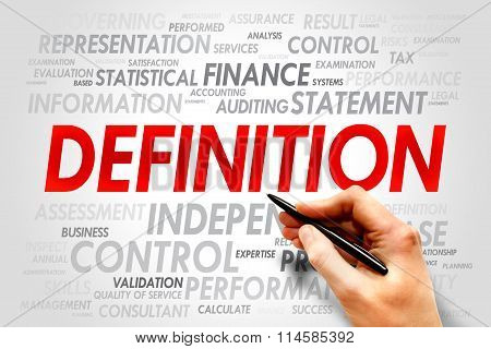 DEFINITION word cloud business concept, presentation background