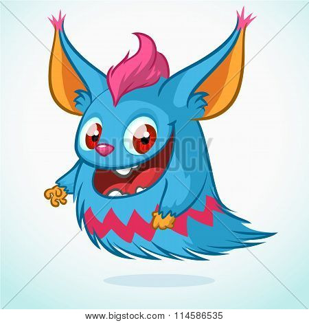 Cute fur monster cartoon. Vector character
