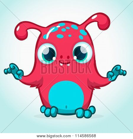 Cute red monster cartoon. Vector character