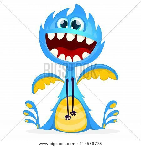 Happy cartoon monster. Vector dragon character