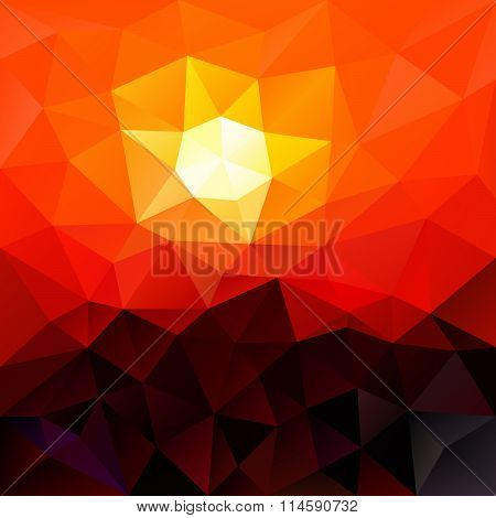 Vector Polygon Background With Irregular Tessellation Pattern - Triangular Geometric Design In Red