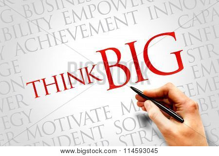 Think Big word cloud business concept, presentation background