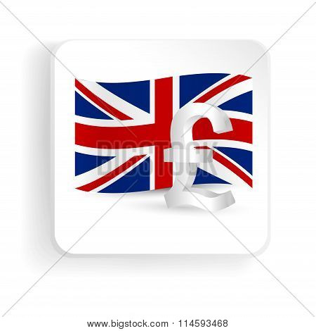 Pound Symbol With Uk Flag - Finance Sign Icon. Vector Illustration.
