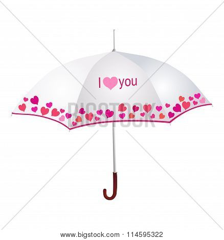 Valentines I Love You Umbrella With Hearts.vector Illustration.