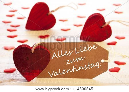 Romantic Label With Hearts, Text Valentinstag Means Valentines Day
