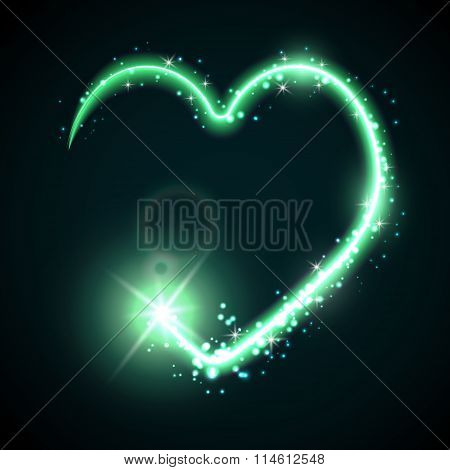 Neon heart on the dark