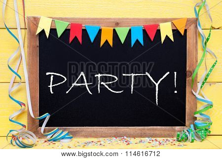 Chalkboard With Decoration, Text Party