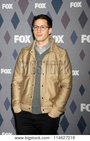 LOS ANGELES - JAN 15:  Andy Samberg at the FOX Winter TCA 2016 All-Star Party at the Langham Huntington Hotel on January 15, 2016 in Pasadena, CA