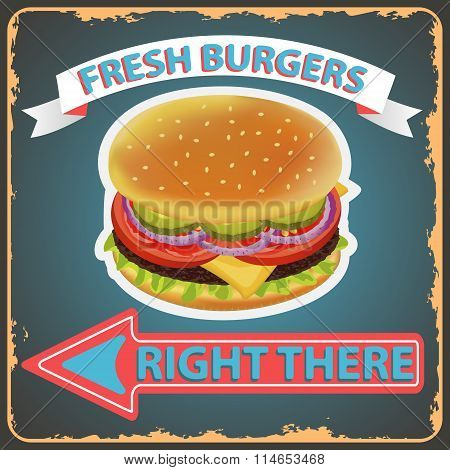 Burger Retro Poster 2